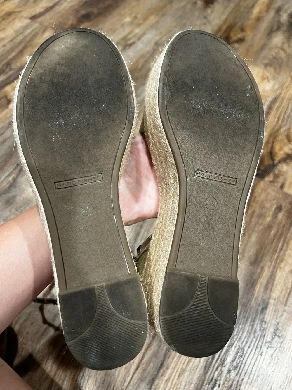 Marc Fisher Silver Espadrille Wedge Sandals with Studded Ankle Straps